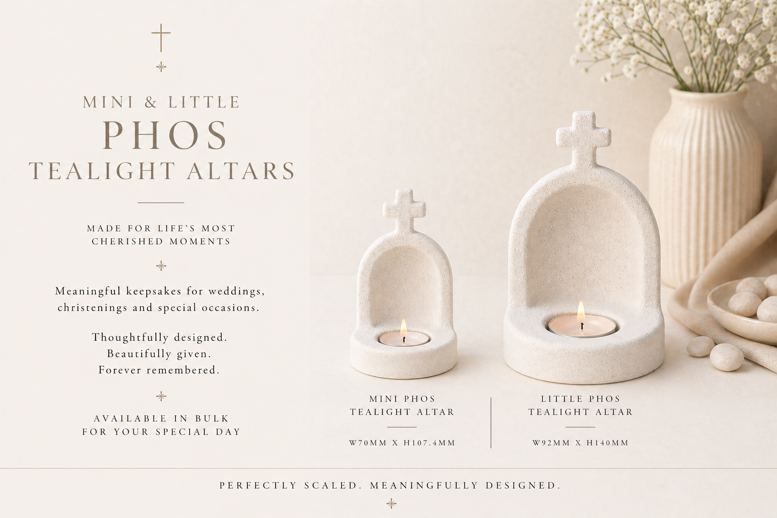 Mini Phos Tealight Altar - Wedding, Christening, Events Bomboniere