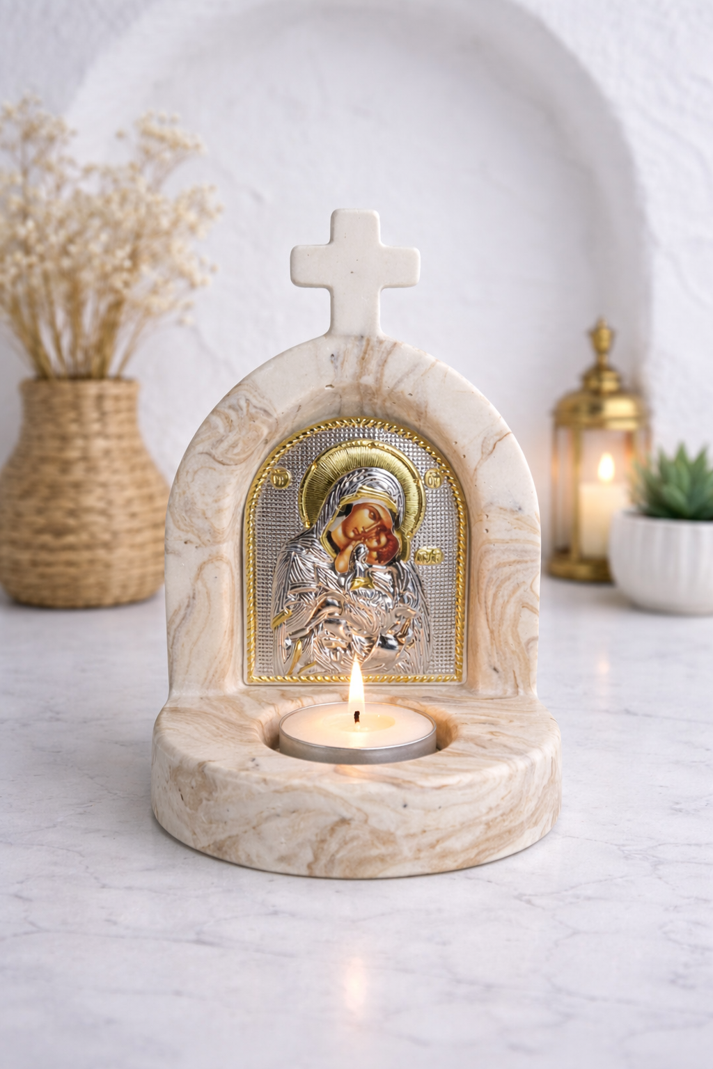 Beige Marble Little Phos Tealight Altar