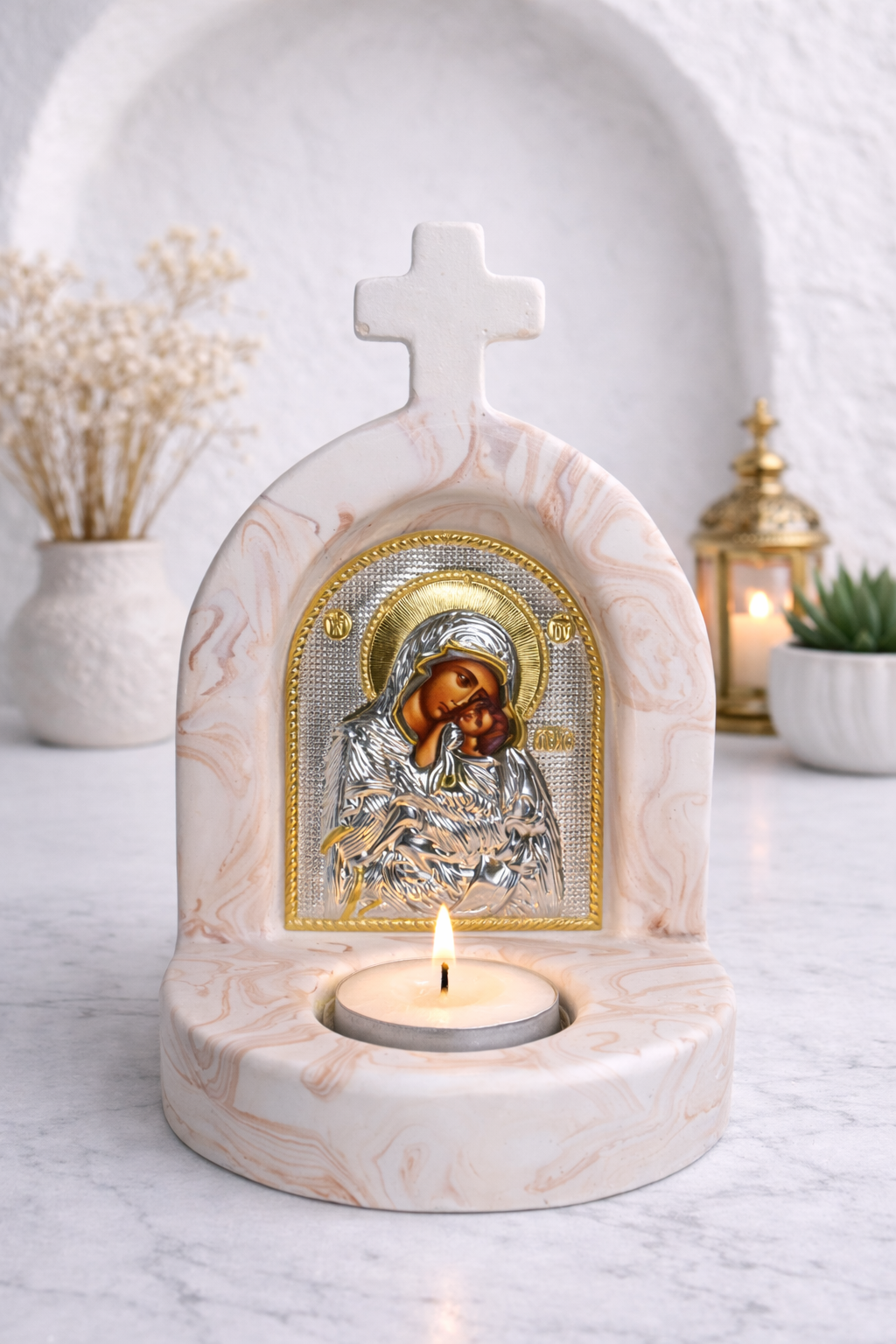 Terracotta Marble Little Phos Tealight Altar